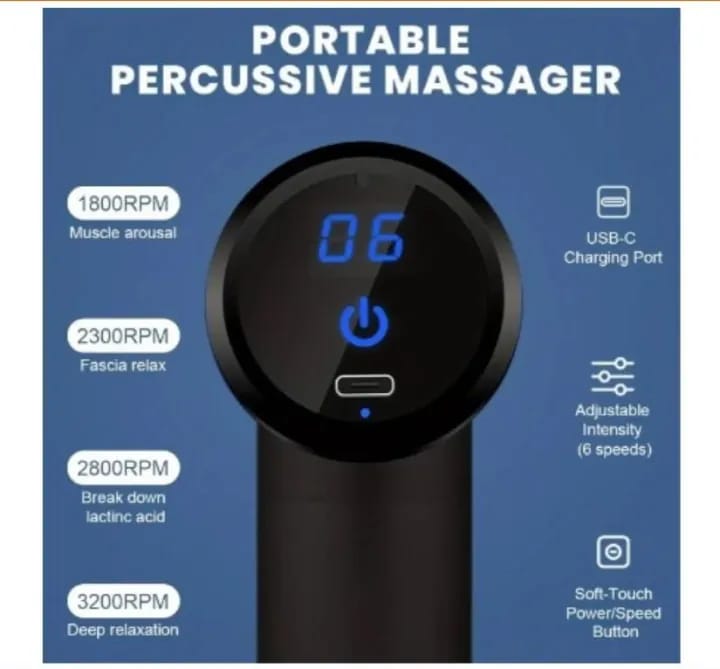 MXTOP Facial Massage Gun, 6 Speed Levels, Variable Frequency Vibration, Post-Exercise Muscle Massager, MP-720 BLACK